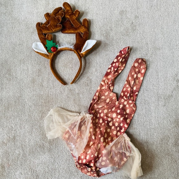 Baby Christmas Reeindeer Tutu Romper with Headband 6-9 months - Picture 2 of 4